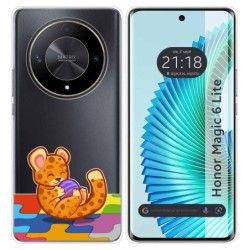 Funda Silicona Transparente para Huawei Honor Magic 6 Lite 5G diseño Leopardo Dibujos
