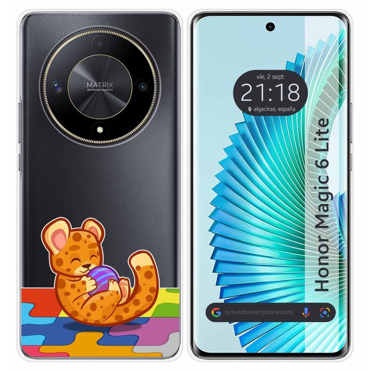 Funda Silicona Transparente para Huawei Honor Magic 6 Lite 5G diseño Leopardo Dibujos