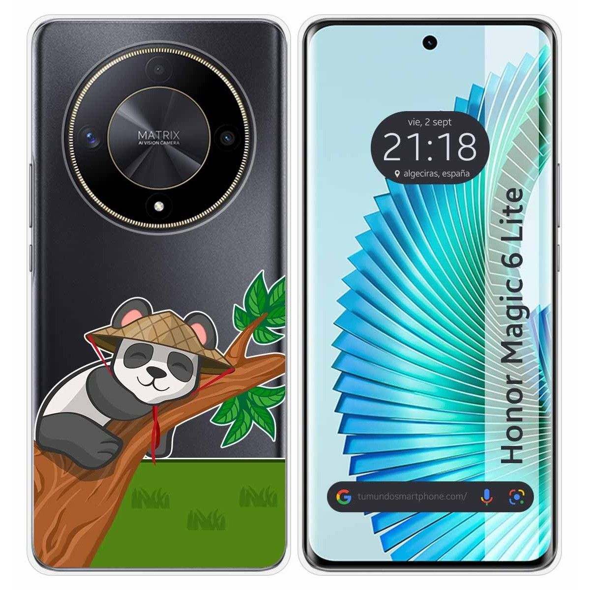 Funda Silicona Transparente para Huawei Honor Magic 6 Lite 5G diseño Panda Dibujos
