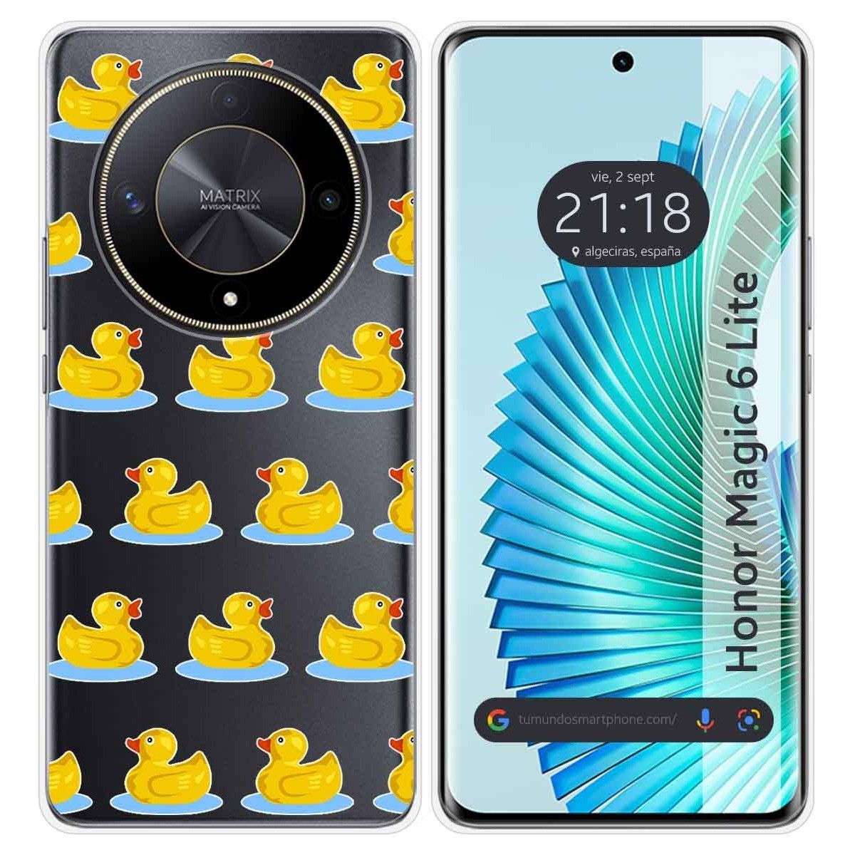 Funda Silicona Transparente para Huawei Honor Magic 6 Lite 5G diseño Pato Dibujos
