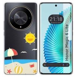 Funda Silicona Transparente para Huawei Honor Magic 6 Lite 5G diseño Playa Dibujos