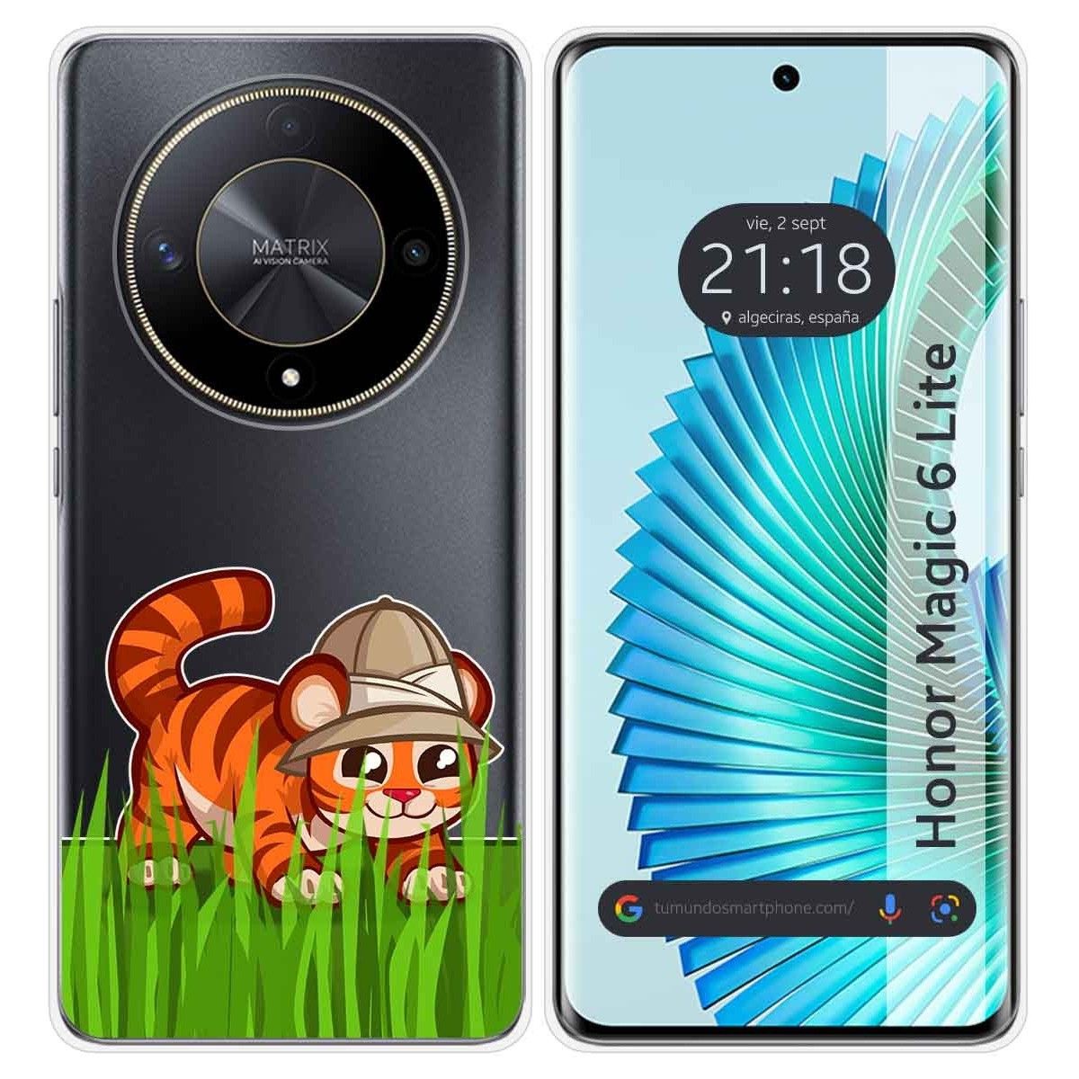 Funda Silicona Transparente para Huawei Honor Magic 6 Lite 5G diseño Tigre Dibujos