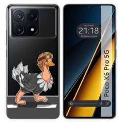 Funda Silicona Transparente para Xiaomi Poco X6 Pro 5G diseño Avestruz Dibujos