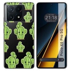 Funda Silicona Transparente para Xiaomi Poco X6 Pro 5G diseño Cactus Dibujos