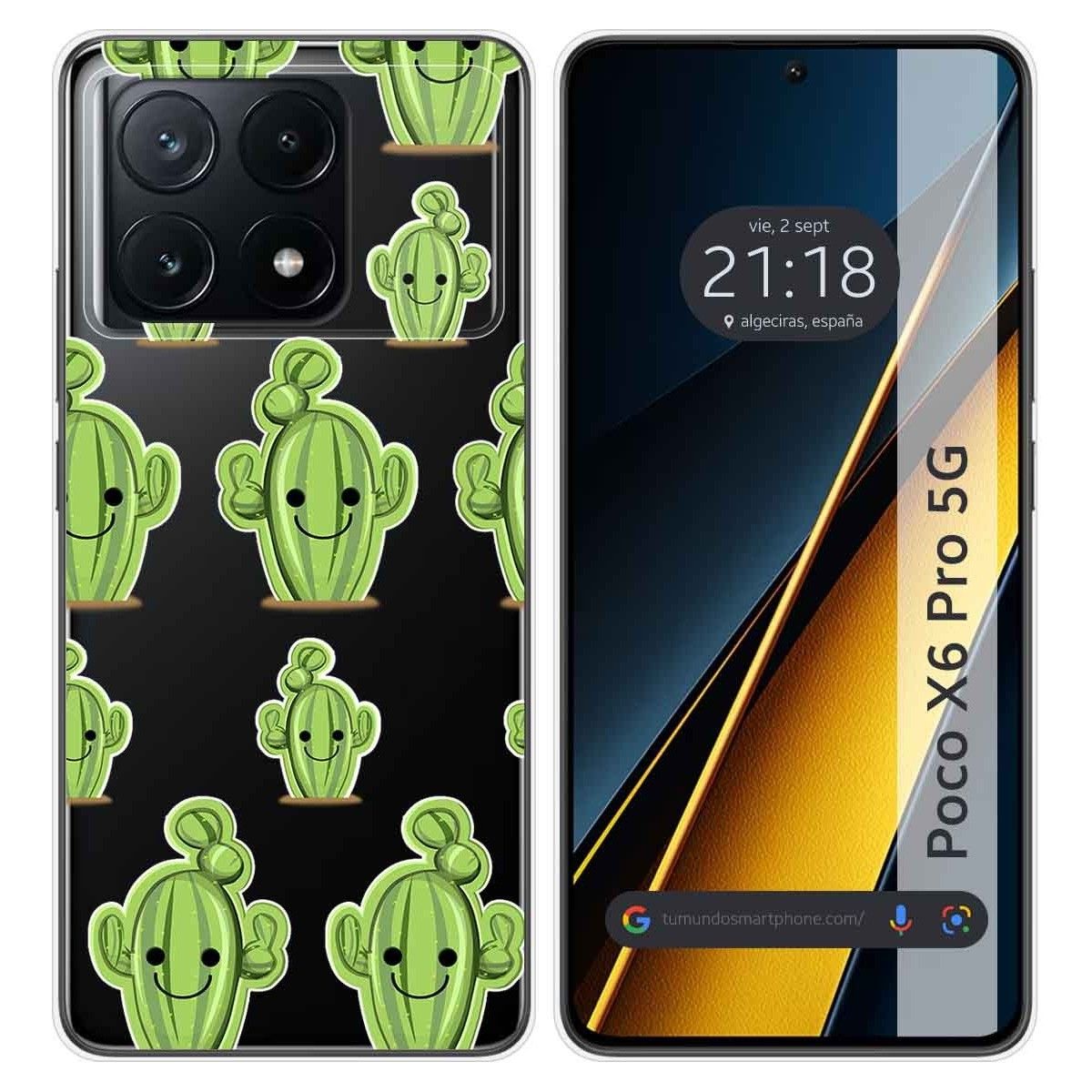 Funda Silicona Transparente para Xiaomi Poco X6 Pro 5G diseño Cactus Dibujos