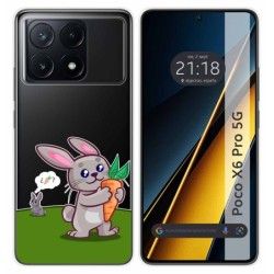 Funda Silicona Transparente para Xiaomi Poco X6 Pro 5G diseño Conejo Dibujos