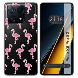 Funda Silicona Transparente para Xiaomi Poco X6 Pro 5G diseño Flamenco Dibujos