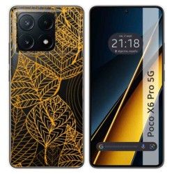 Funda Silicona Transparente para Xiaomi Poco X6 Pro 5G diseño Hojas Dibujos