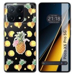 Funda Silicona Transparente para Xiaomi Poco X6 Pro 5G diseño Piña Dibujos