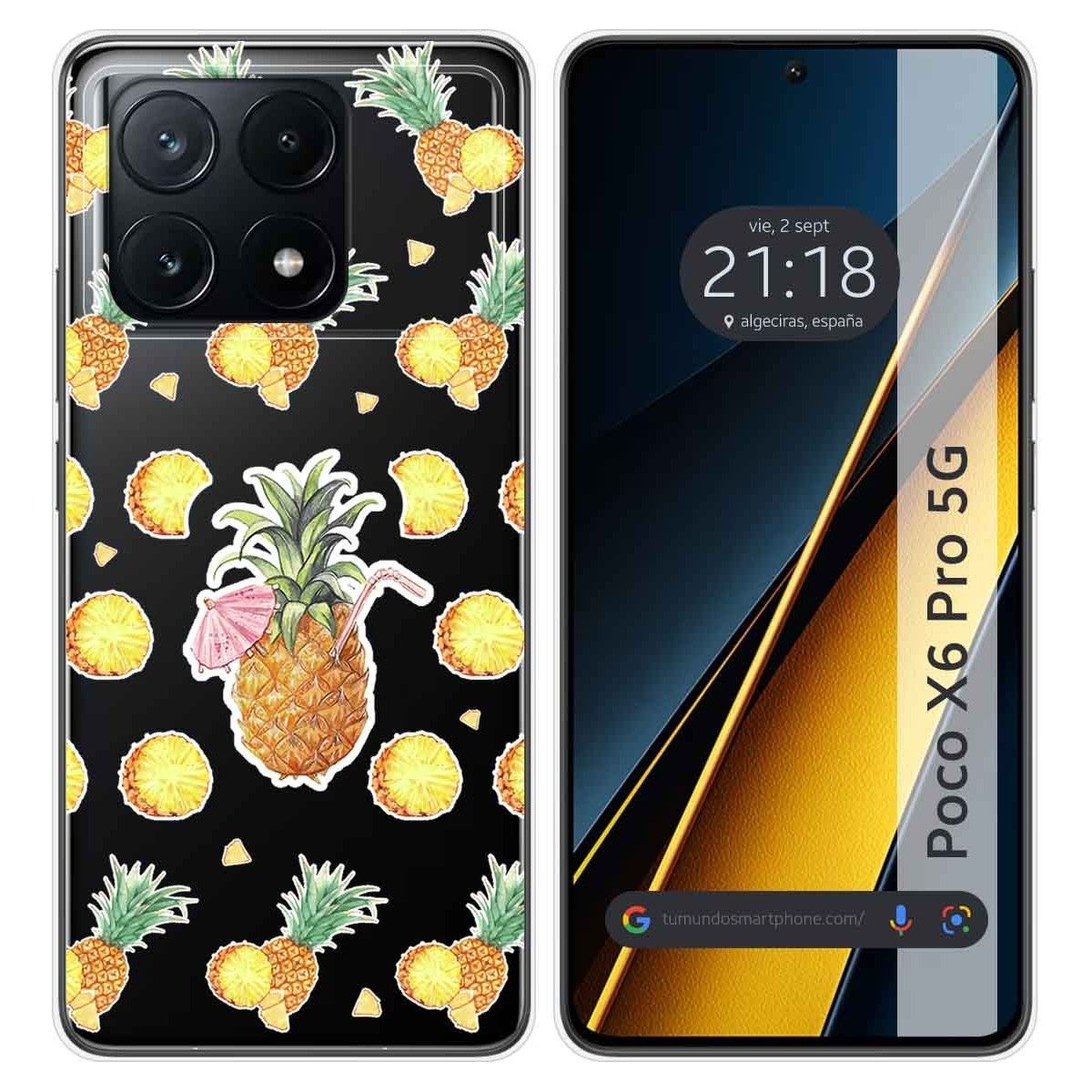 Funda Silicona Transparente para Xiaomi Poco X6 Pro 5G diseño Piña Dibujos