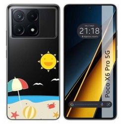 Funda Silicona Transparente para Xiaomi Poco X6 Pro 5G diseño Playa Dibujos