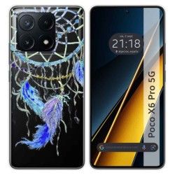 Funda Silicona Transparente para Xiaomi Poco X6 Pro 5G diseño Plumas Dibujos