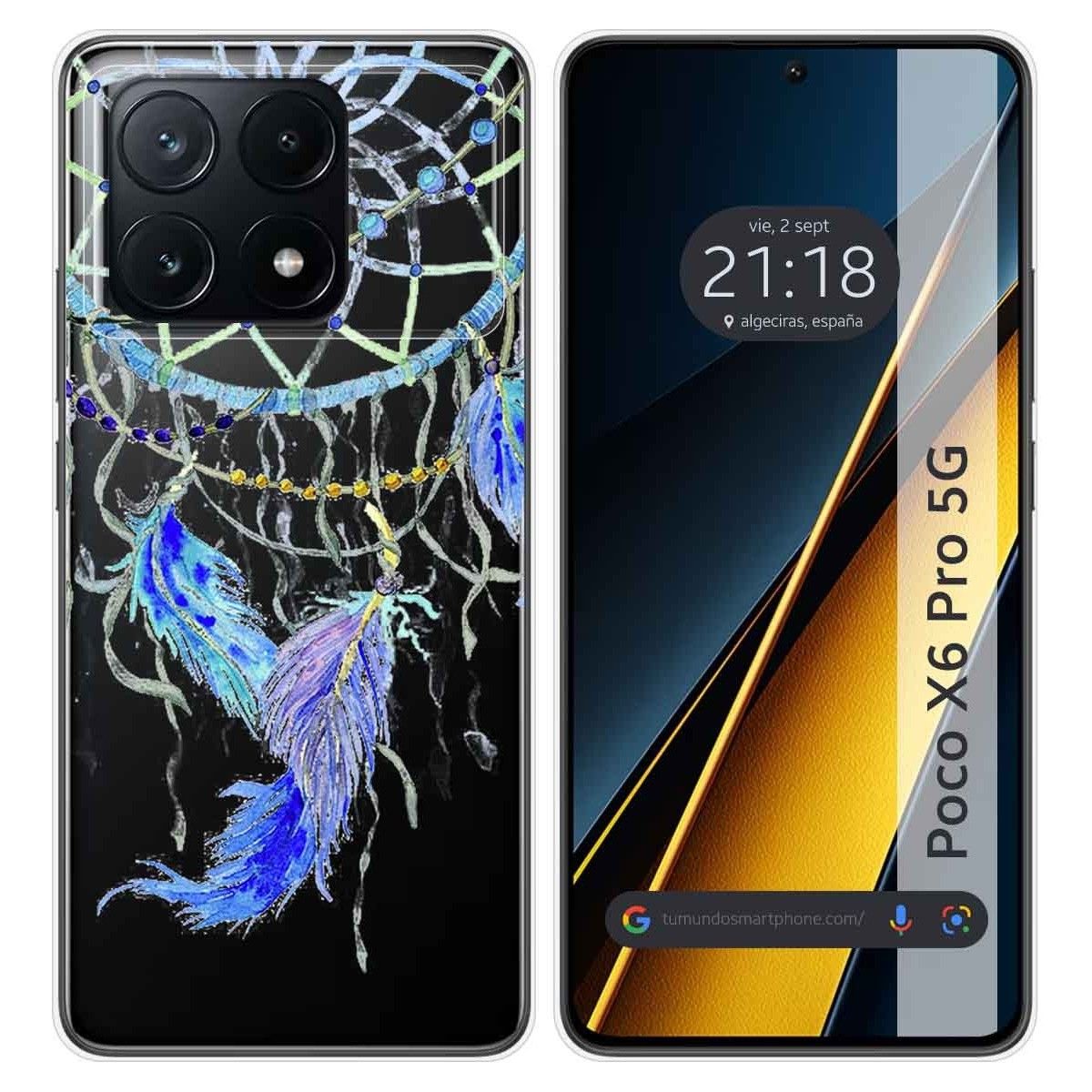 Funda Silicona Transparente para Xiaomi Poco X6 Pro 5G diseño Plumas Dibujos