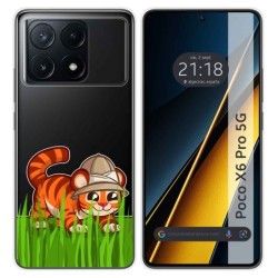 Funda Silicona Transparente para Xiaomi Poco X6 Pro 5G diseño Tigre Dibujos