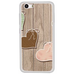 Funda Gel Tpu para Zte Blade A522 Diseño Corazones Madera Dibujos