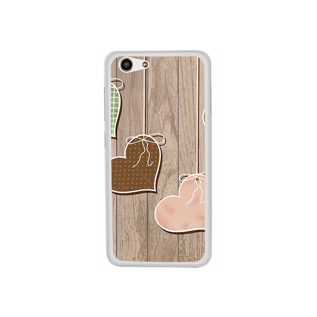 Funda Gel Tpu para Zte Blade A522 Diseño Corazones Madera Dibujos