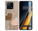 Funda Silicona para Xiaomi Poco X6 Pro 5G diseño Corazones Madera Dibujos
