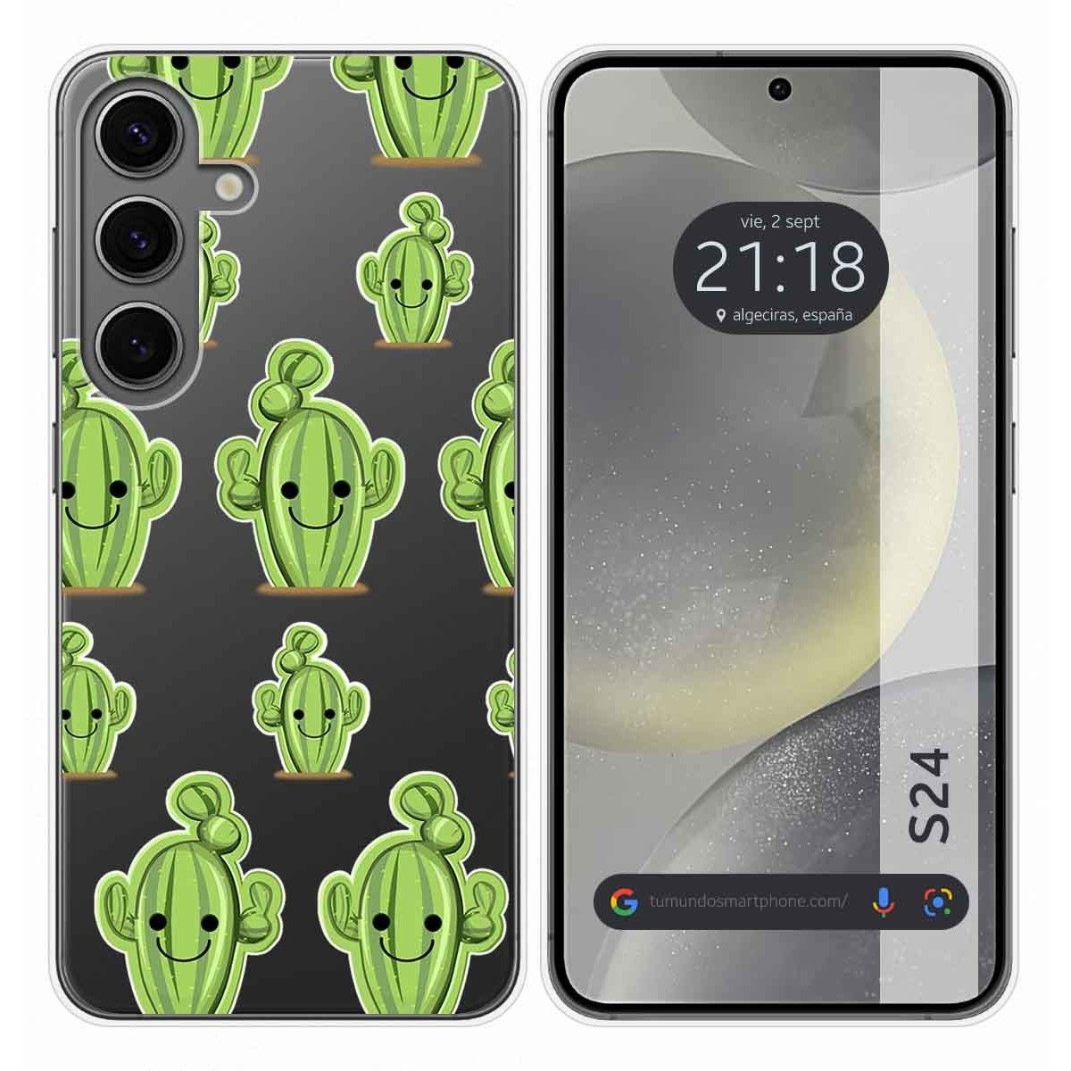 Funda Silicona Transparente para Samsung Galaxy S24 5G diseño Cactus Dibujos
