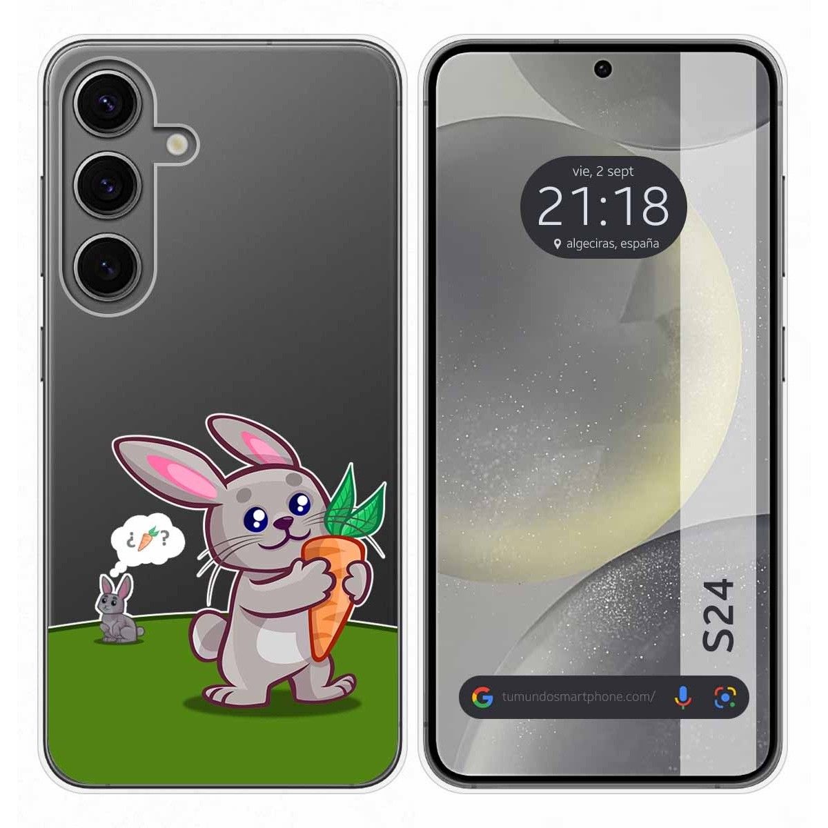 Funda Silicona Transparente para Samsung Galaxy S24 5G diseño Conejo Dibujos