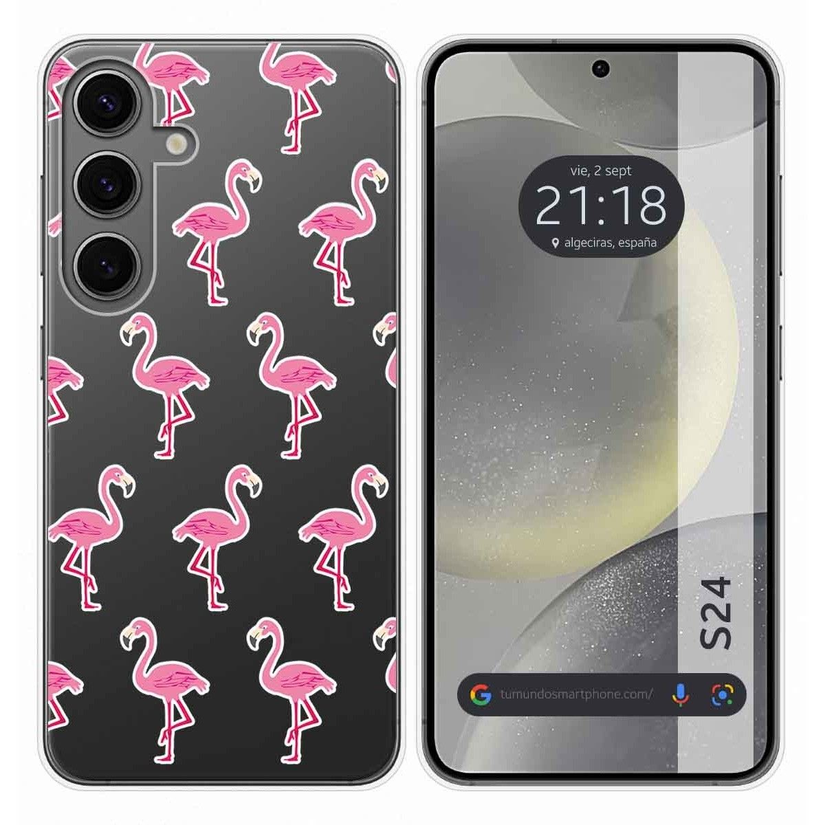 Funda Silicona Transparente para Samsung Galaxy S24 5G diseño Flamenco Dibujos