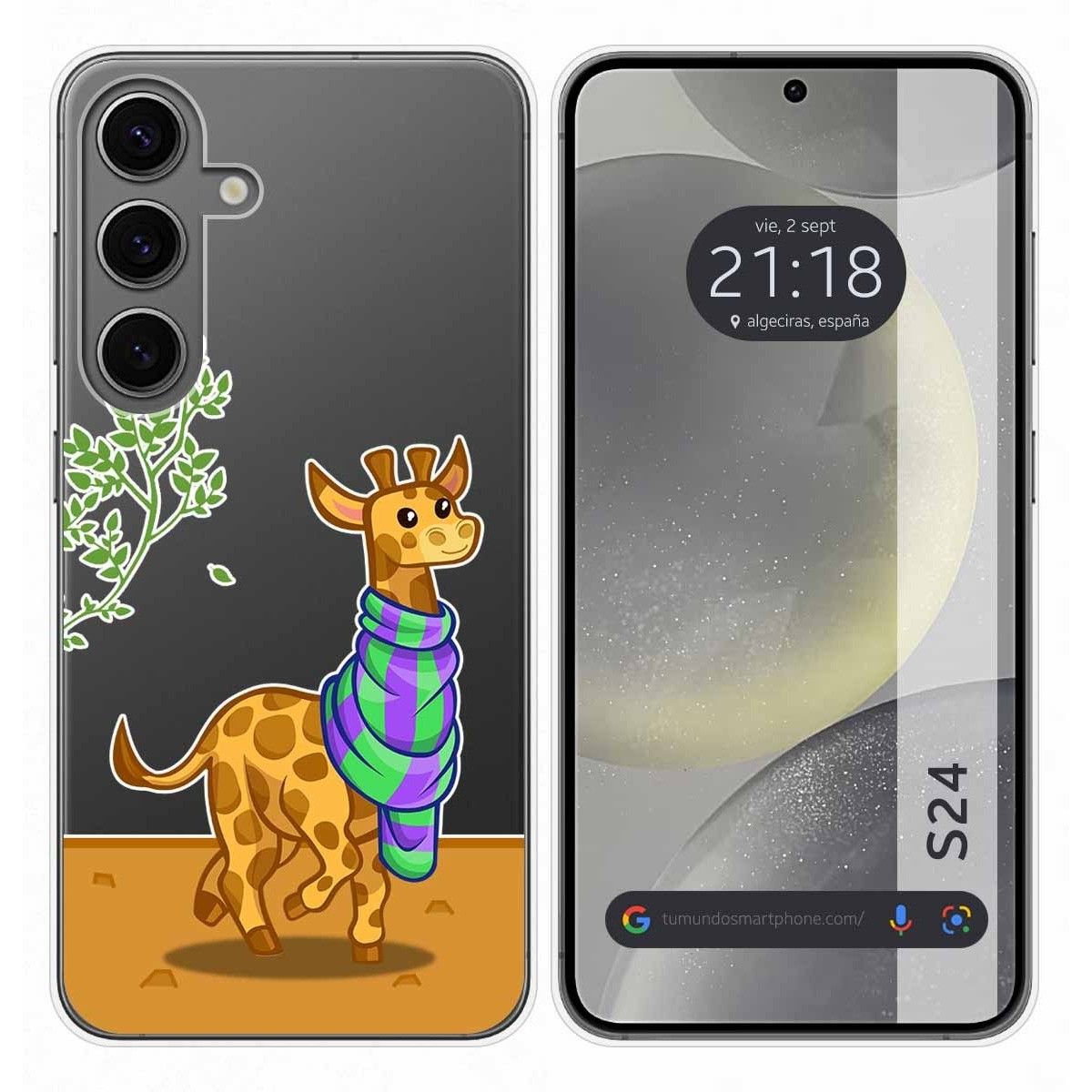 Funda Silicona Transparente para Samsung Galaxy S24 5G diseño Jirafa Dibujos