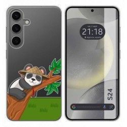 Funda Silicona Transparente para Samsung Galaxy S24 5G diseño Panda Dibujos