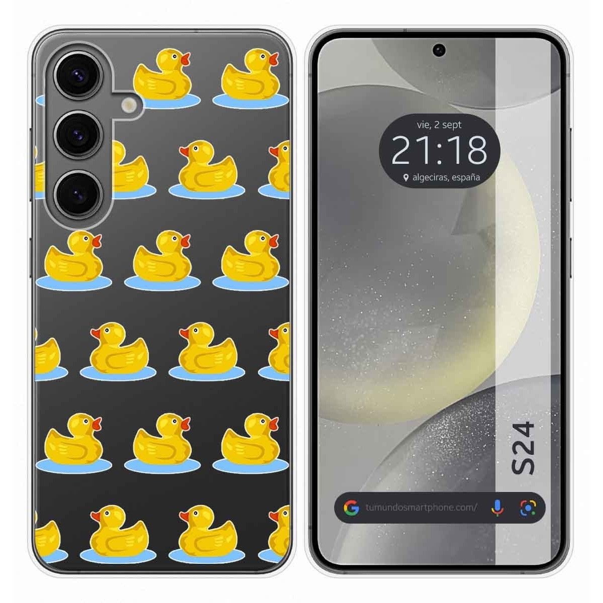 Funda Silicona Transparente para Samsung Galaxy S24 5G diseño Pato Dibujos