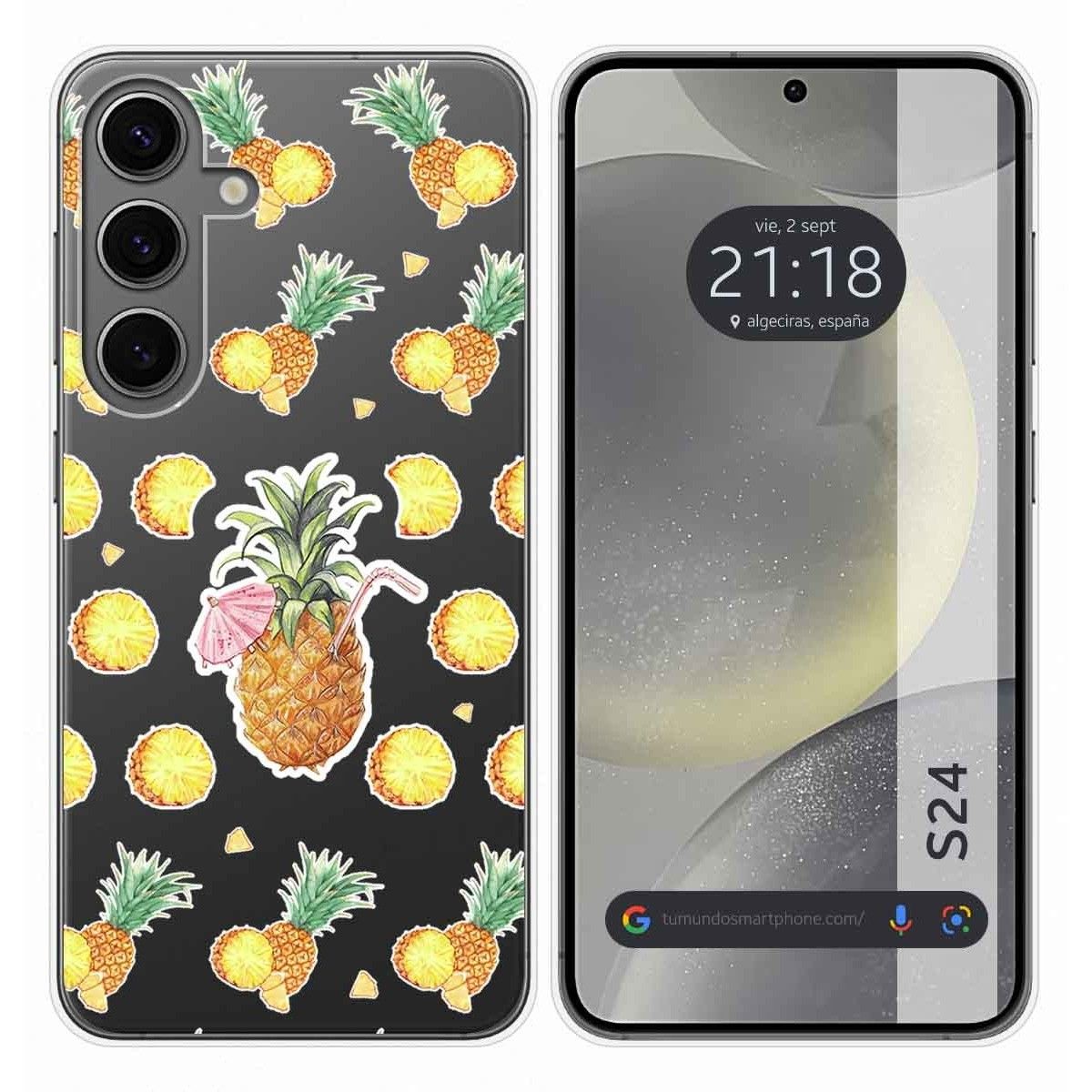Funda Silicona Transparente para Samsung Galaxy S24 5G diseño Piña Dibujos