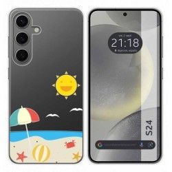 Funda Silicona Transparente para Samsung Galaxy S24 5G diseño Playa Dibujos