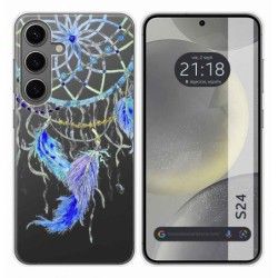 Funda Silicona Transparente para Samsung Galaxy S24 5G diseño Plumas Dibujos