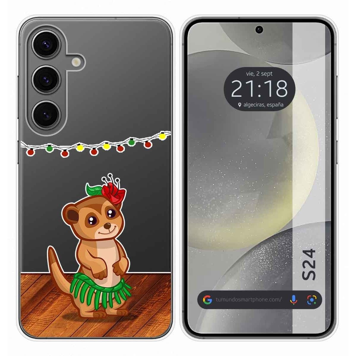 Funda Silicona Transparente para Samsung Galaxy S24 5G diseño Suricata Dibujos