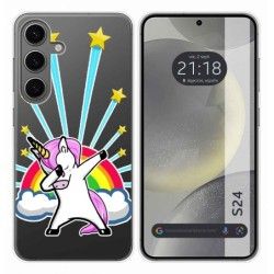 Funda Silicona Transparente para Samsung Galaxy S24 5G diseño Unicornio Dibujos