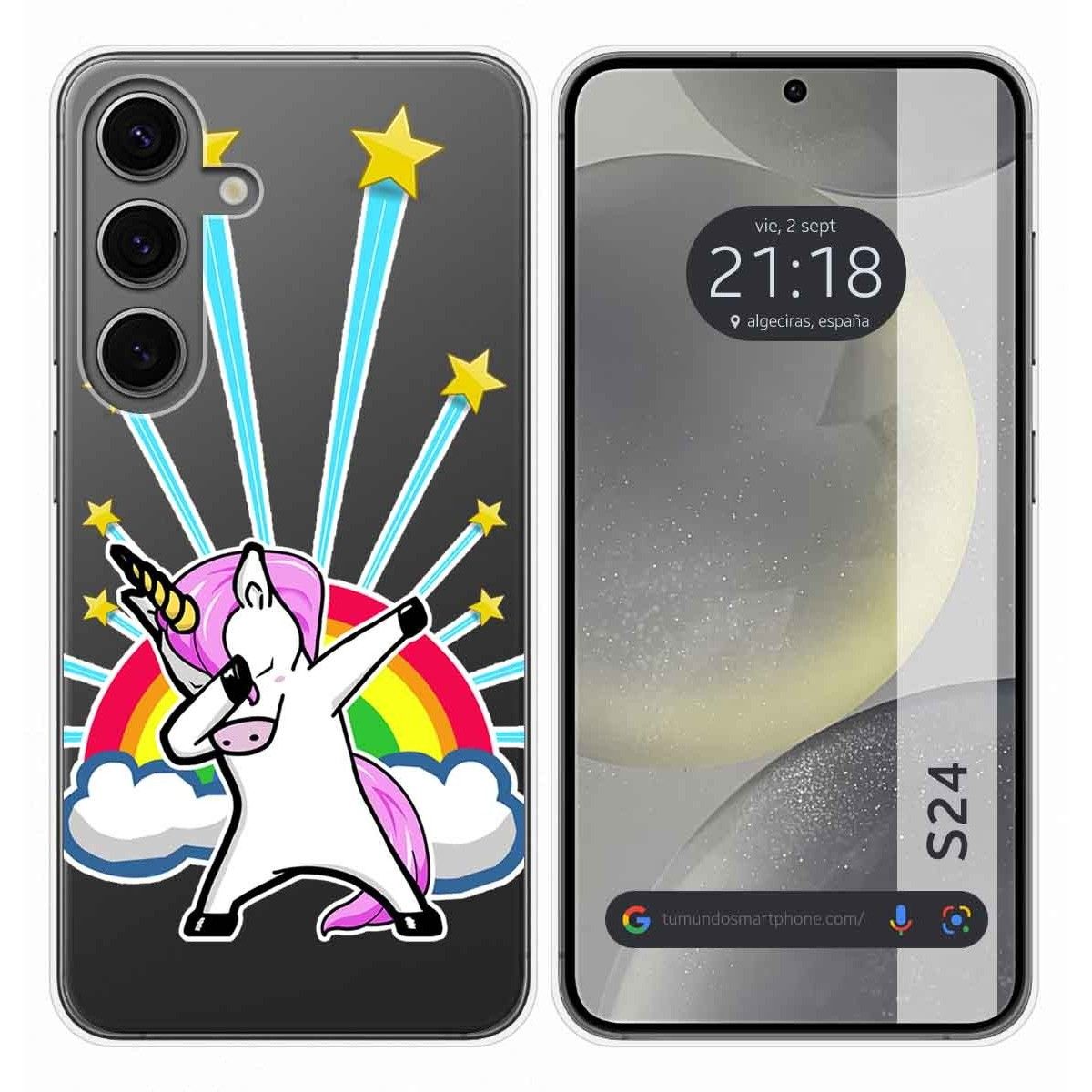 Funda Silicona Transparente para Samsung Galaxy S24 5G diseño Unicornio Dibujos