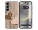 Funda Silicona para Samsung Galaxy S24 5G diseño Corazones Madera Dibujos