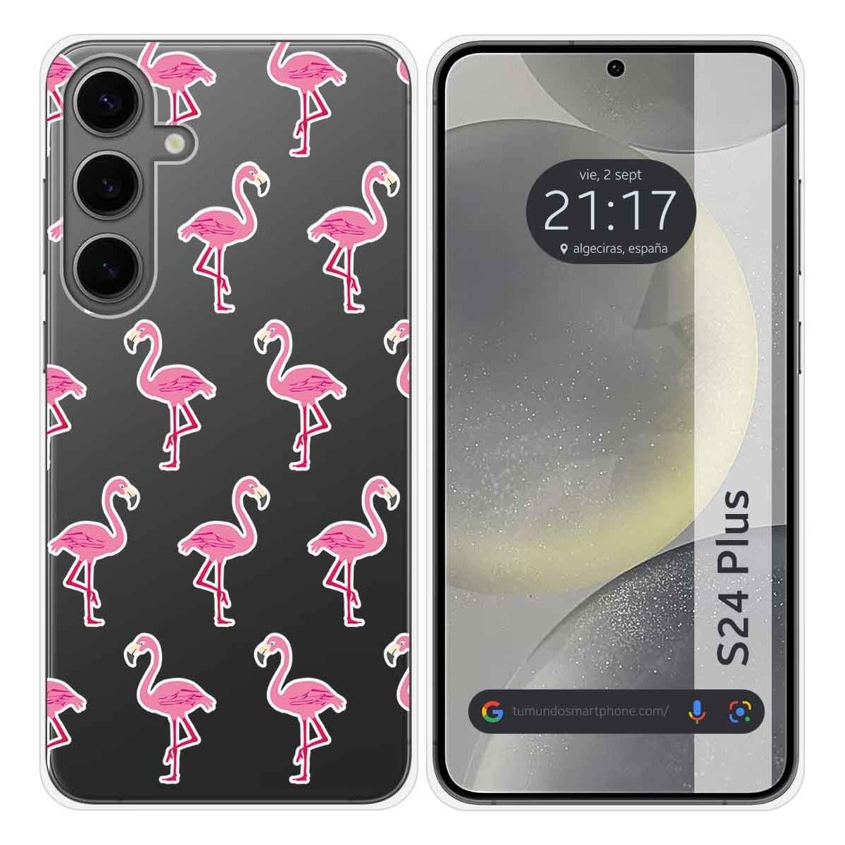 Funda Silicona Transparente para Samsung Galaxy S24+ Plus 5G diseño Flamenco Dibujos