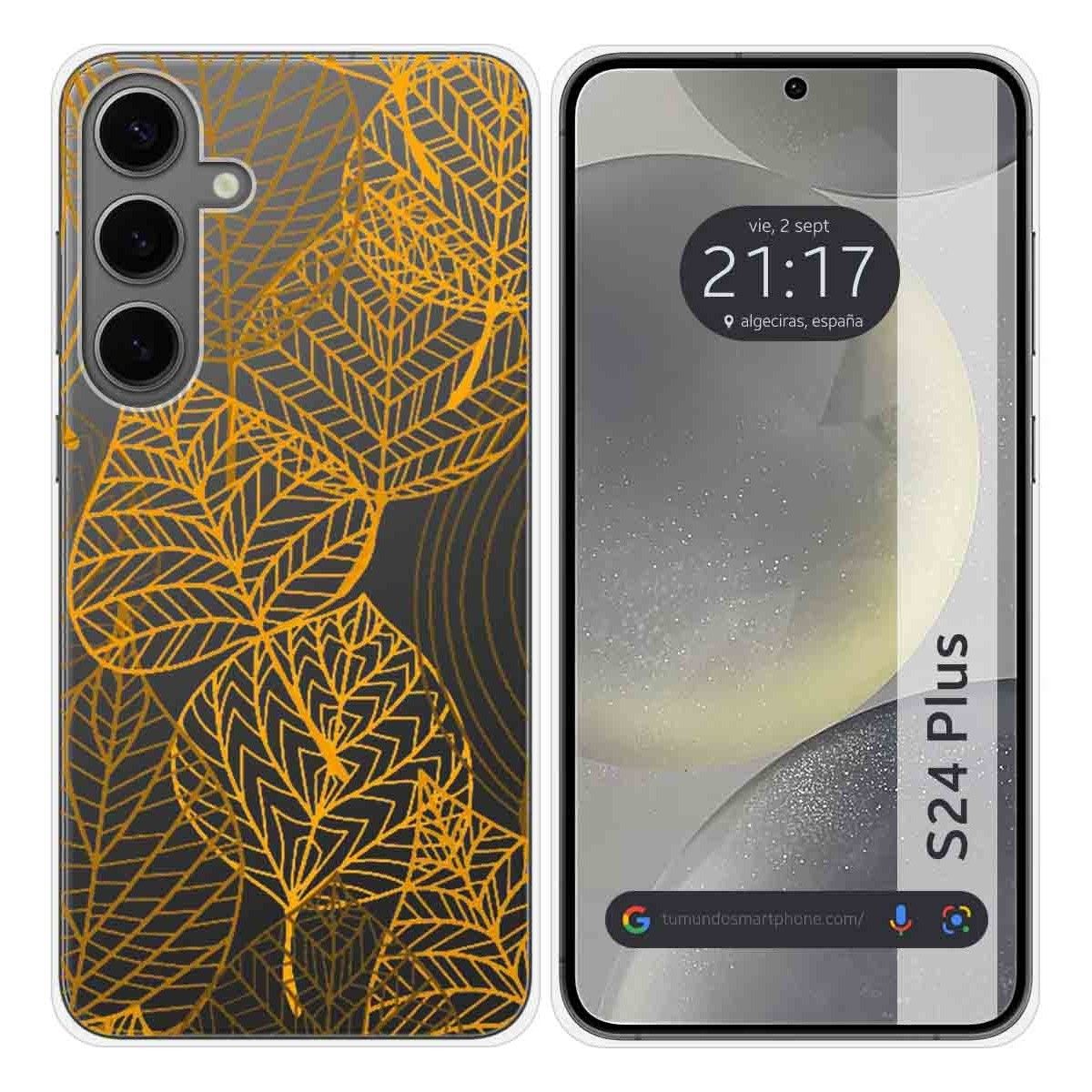 Funda Silicona Transparente para Samsung Galaxy S24+ Plus 5G diseño Hojas Dibujos