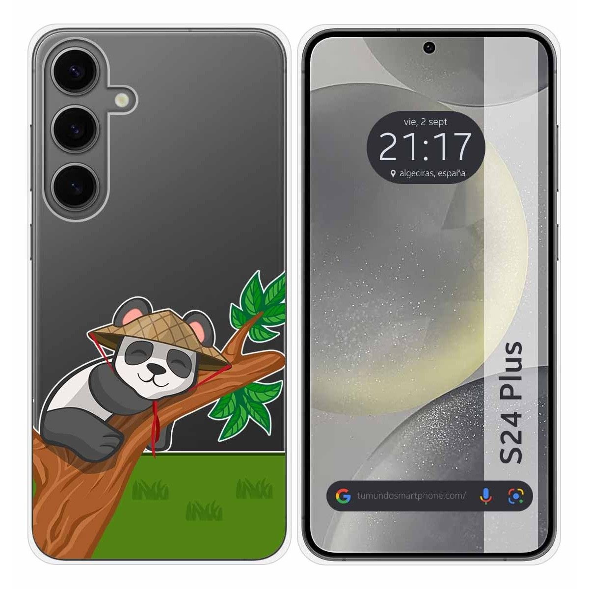 Funda Silicona Transparente para Samsung Galaxy S24+ Plus 5G diseño Panda Dibujos