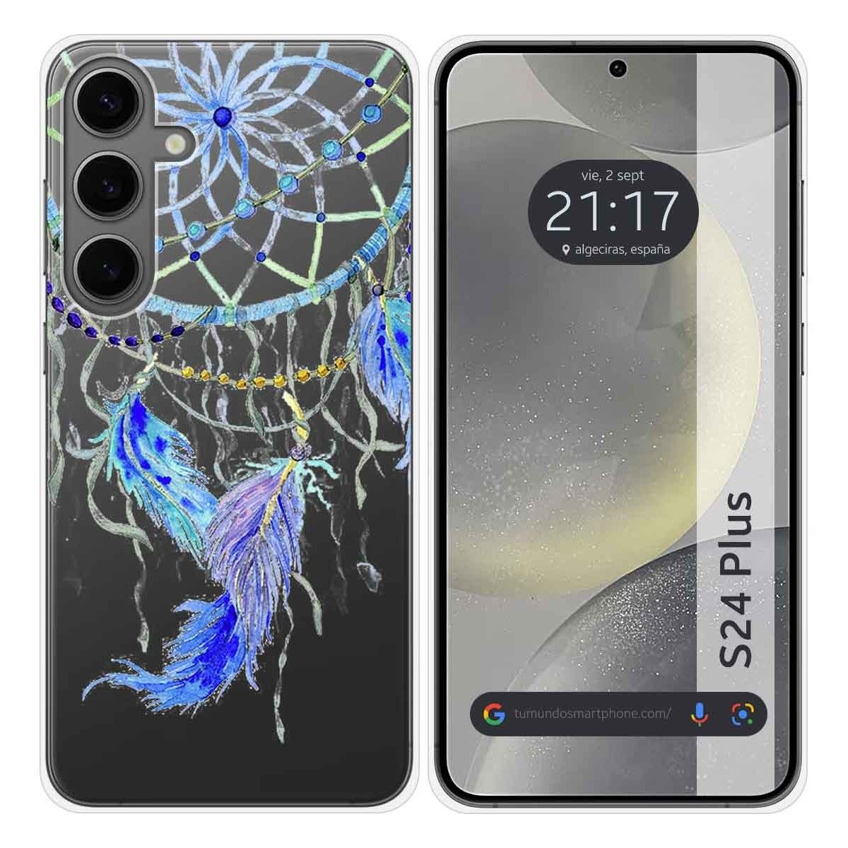 Funda Silicona Transparente para Samsung Galaxy S24+ Plus 5G diseño Plumas Dibujos