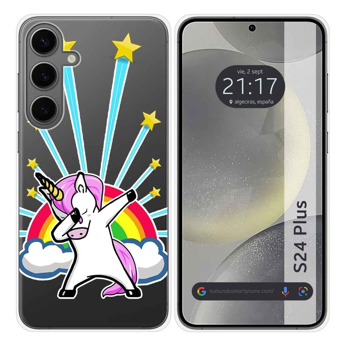 Funda Silicona Transparente para Samsung Galaxy S24+ Plus 5G diseño Unicornio Dibujos