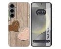 Funda Silicona para Samsung Galaxy S24+ Plus 5G diseño Corazones Madera Dibujos