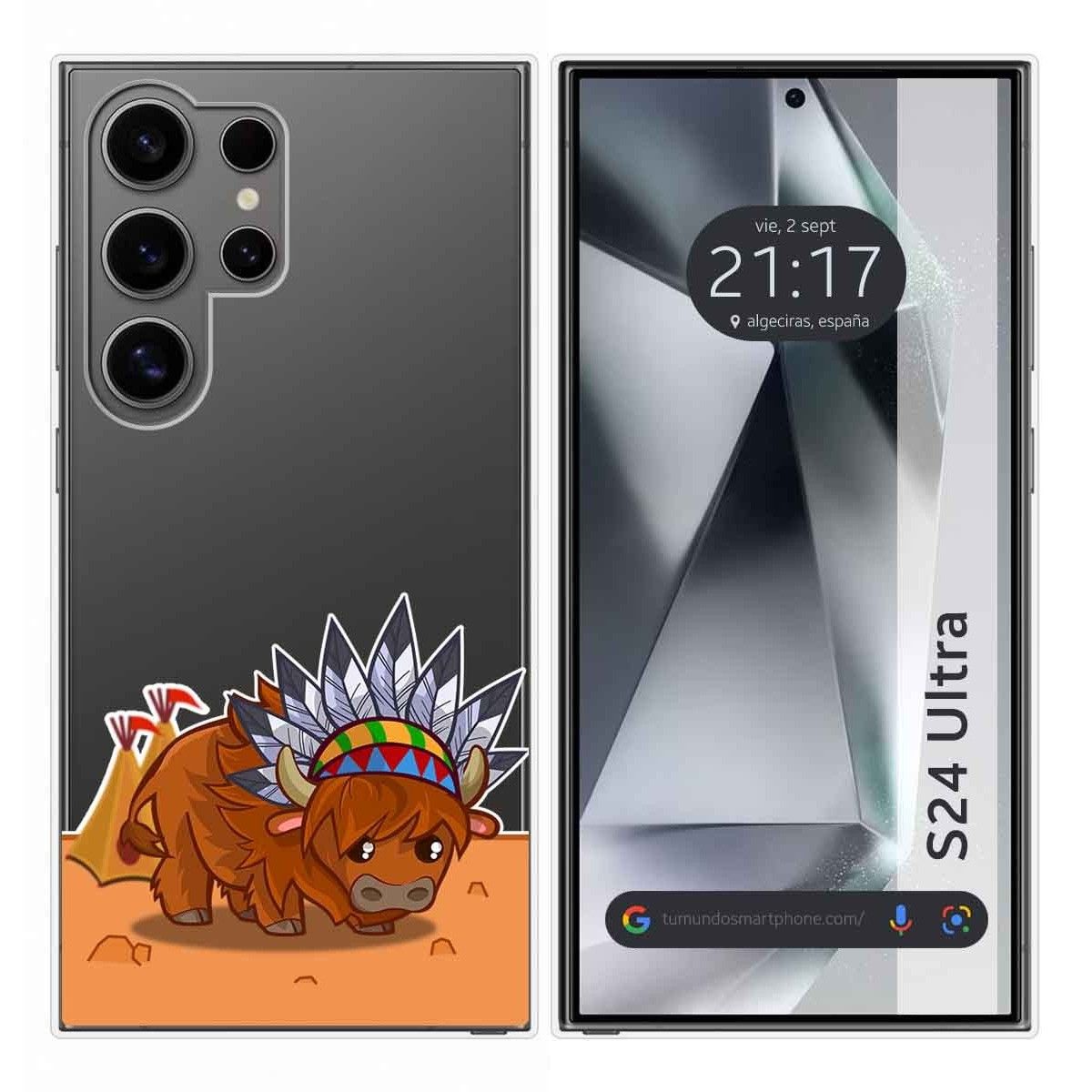 Funda Silicona Transparente para Samsung Galaxy S24 Ultra 5G diseño Bufalo Dibujos