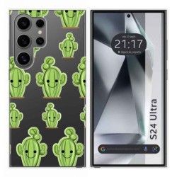 Funda Silicona Transparente para Samsung Galaxy S24 Ultra 5G diseño Cactus Dibujos