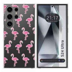 Funda Silicona Transparente para Samsung Galaxy S24 Ultra 5G diseño Flamenco Dibujos