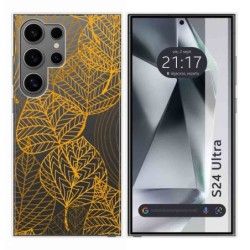 Funda Silicona Transparente para Samsung Galaxy S24 Ultra 5G diseño Hojas Dibujos