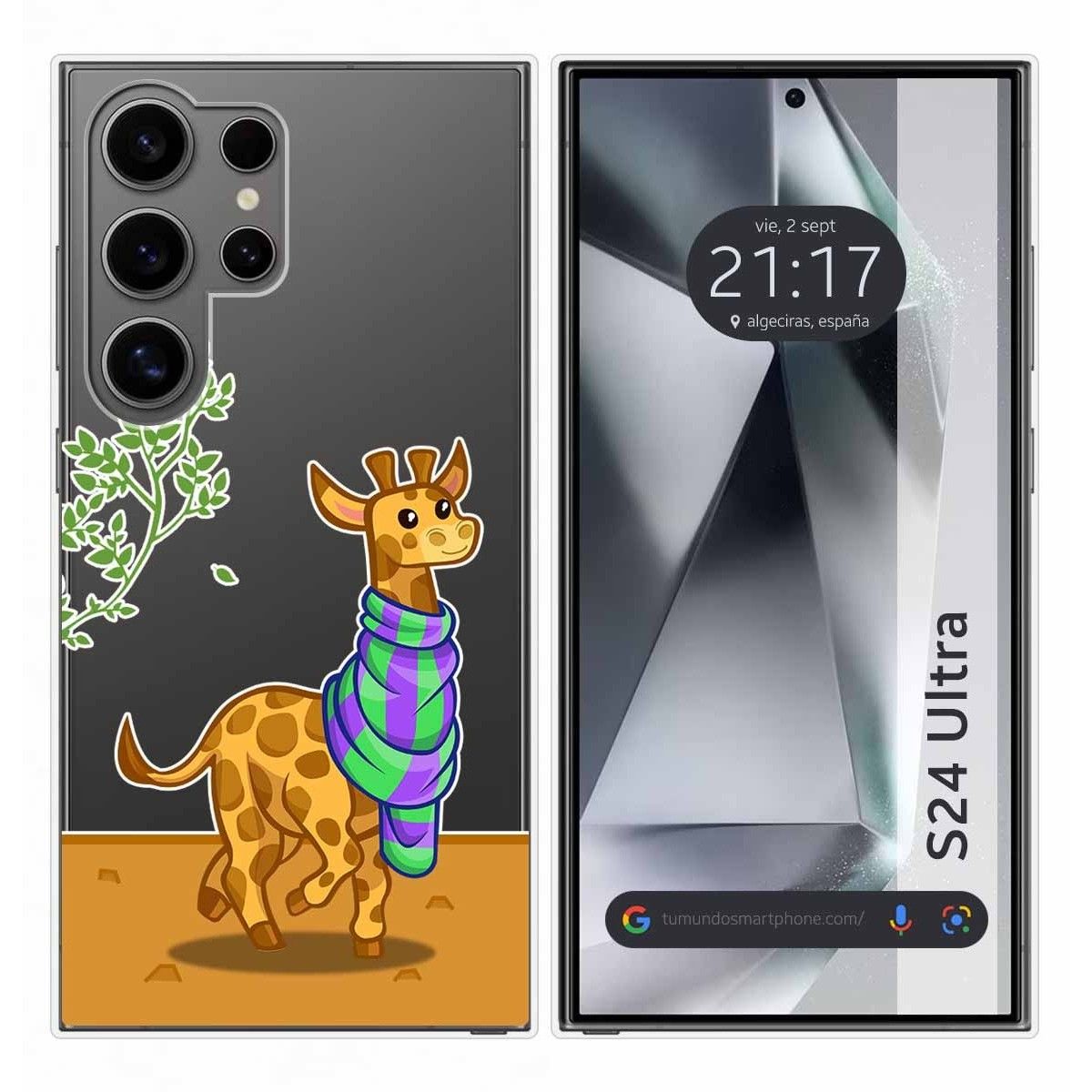 Funda Silicona Transparente para Samsung Galaxy S24 Ultra 5G diseño Jirafa Dibujos