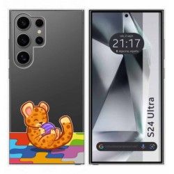 Funda Silicona Transparente para Samsung Galaxy S24 Ultra 5G diseño Leopardo Dibujos