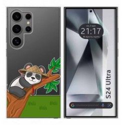 Funda Silicona Transparente para Samsung Galaxy S24 Ultra 5G diseño Panda Dibujos