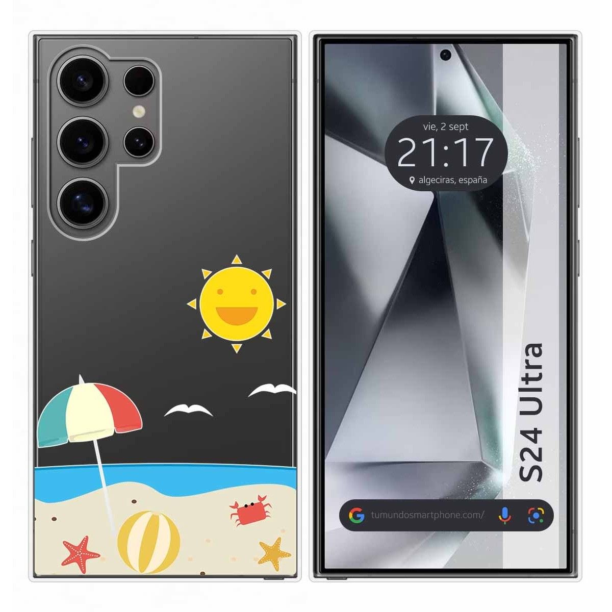 Funda Silicona Transparente para Samsung Galaxy S24 Ultra 5G diseño Playa Dibujos