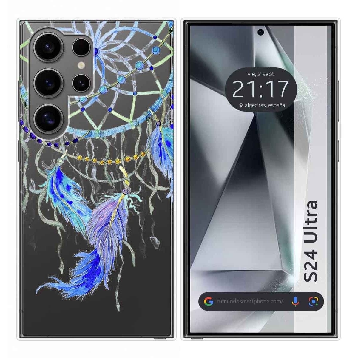 Funda Silicona Transparente para Samsung Galaxy S24 Ultra 5G diseño Plumas Dibujos