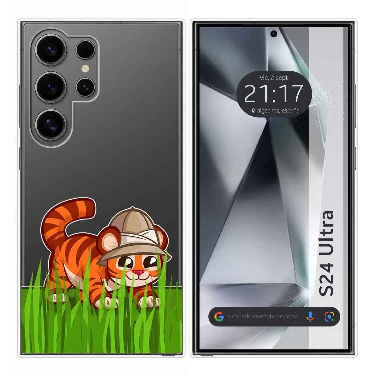 Funda Silicona Transparente para Samsung Galaxy S24 Ultra 5G diseño Tigre Dibujos